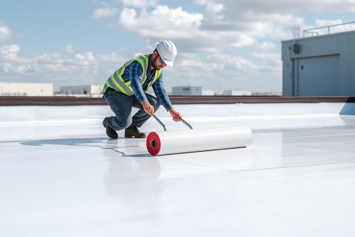 Applying reflective coating to a commercial flat roof